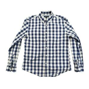 Tommy Hilfiger Mens LG Plaid Button Down‎ Shirt Long Sleeve 80s 2 Ply Blue White